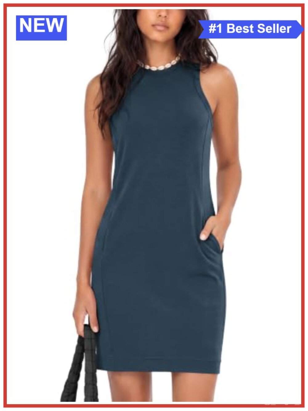 Modal Soft Sleeveless Tank Dress with Kangaroo Pocket Casual Summer